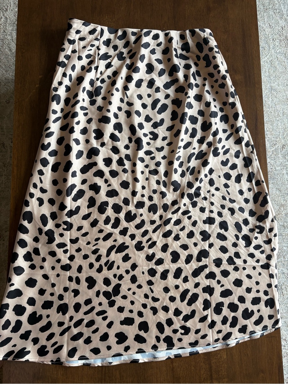 essue Leopard Print Satin Midi Skirt
